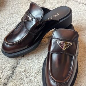 Prada Women’s Dark Brown Leather Mules
